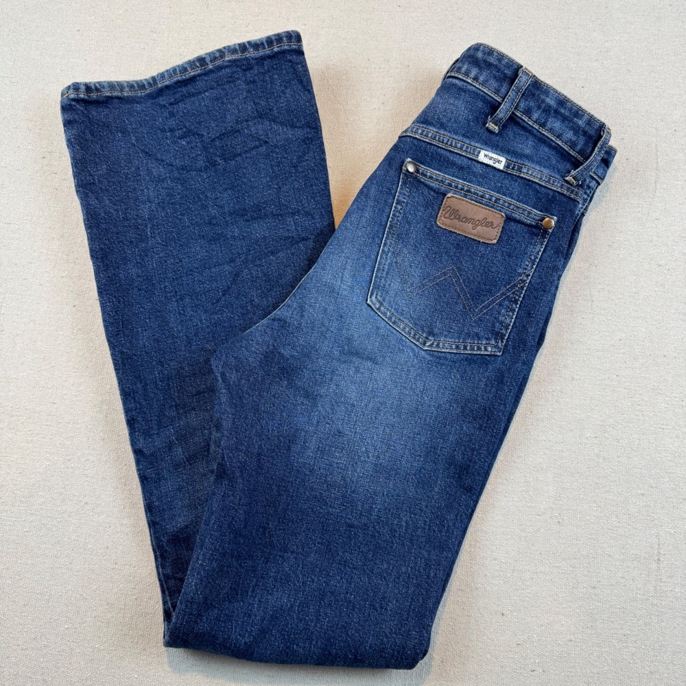 Wrangler 28x32 Westward Bootcut Jeans Womens Blue High Rise Stretch Denim